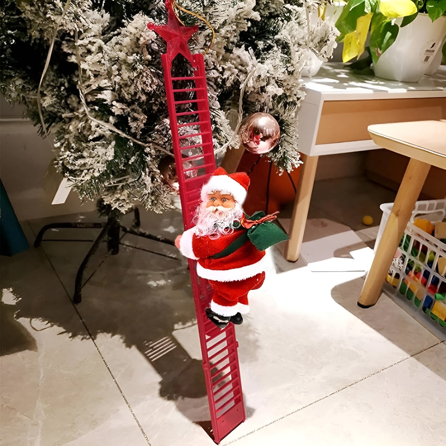 Santa Claus Doll Climbing Ladder with Music