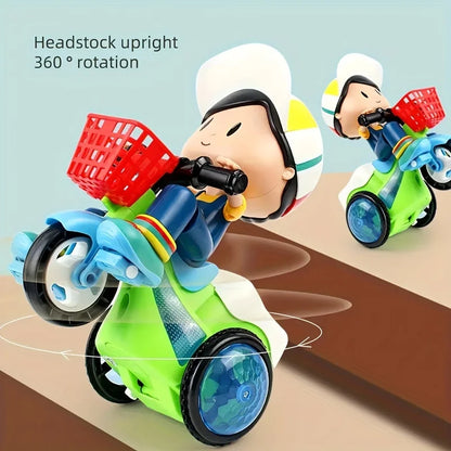 360° Rotating Stunt Tricycle for Kids with Music & Lights