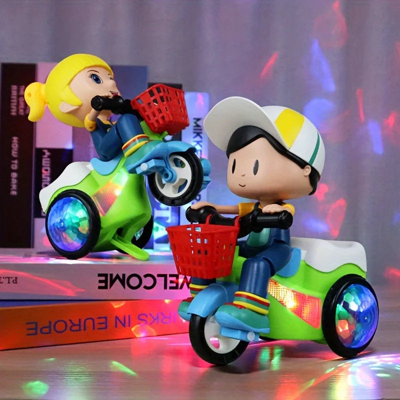 360° Rotating Stunt Tricycle for Kids with Music & Lights